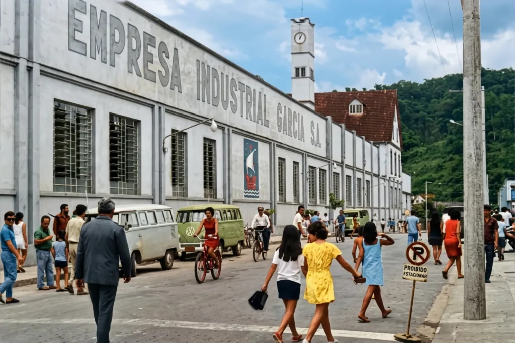 Antiga Fachada da Empresa Industrial Garcia na rua Amazonas bairro Garcia em Blumenau